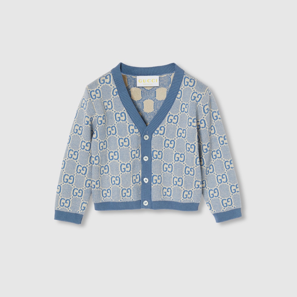 Gucci アイボリー カーディガン GGウール ブークレ ジャカード カーディガングレー＆アイボリー