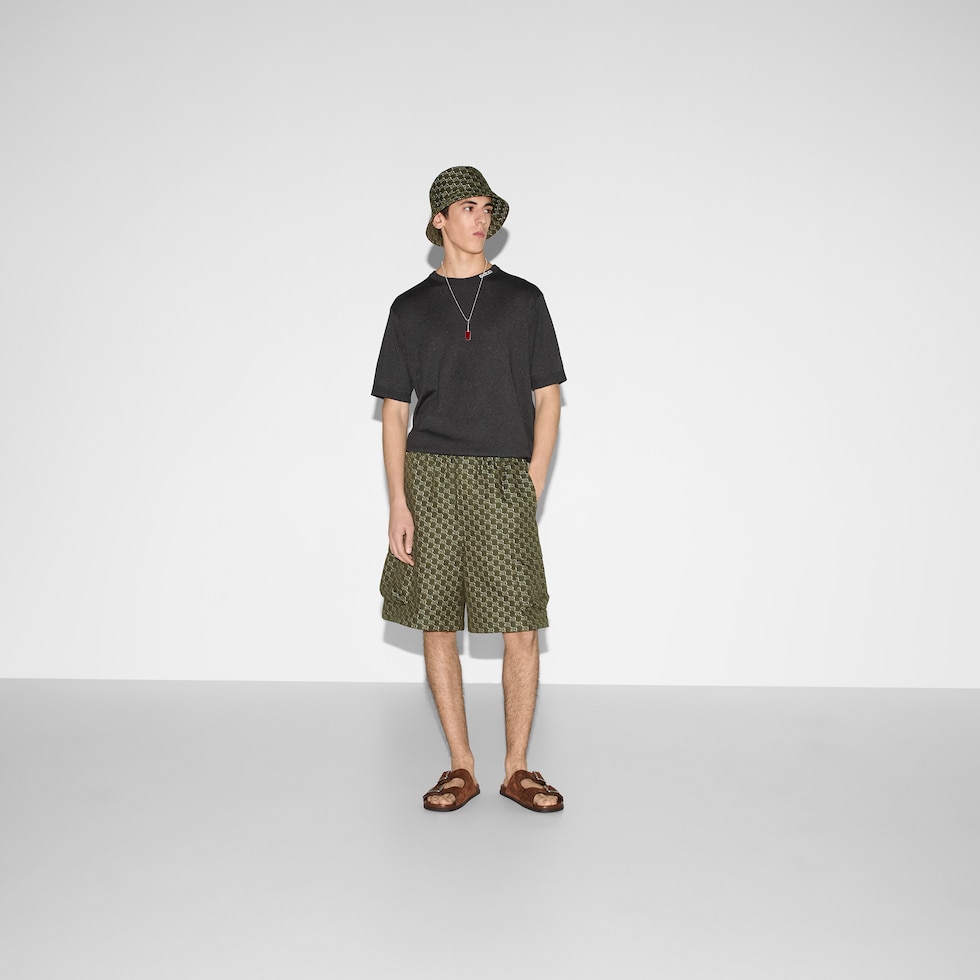 インターシャ シルクコットン Tシャツ ・グレー | GUCCI公式