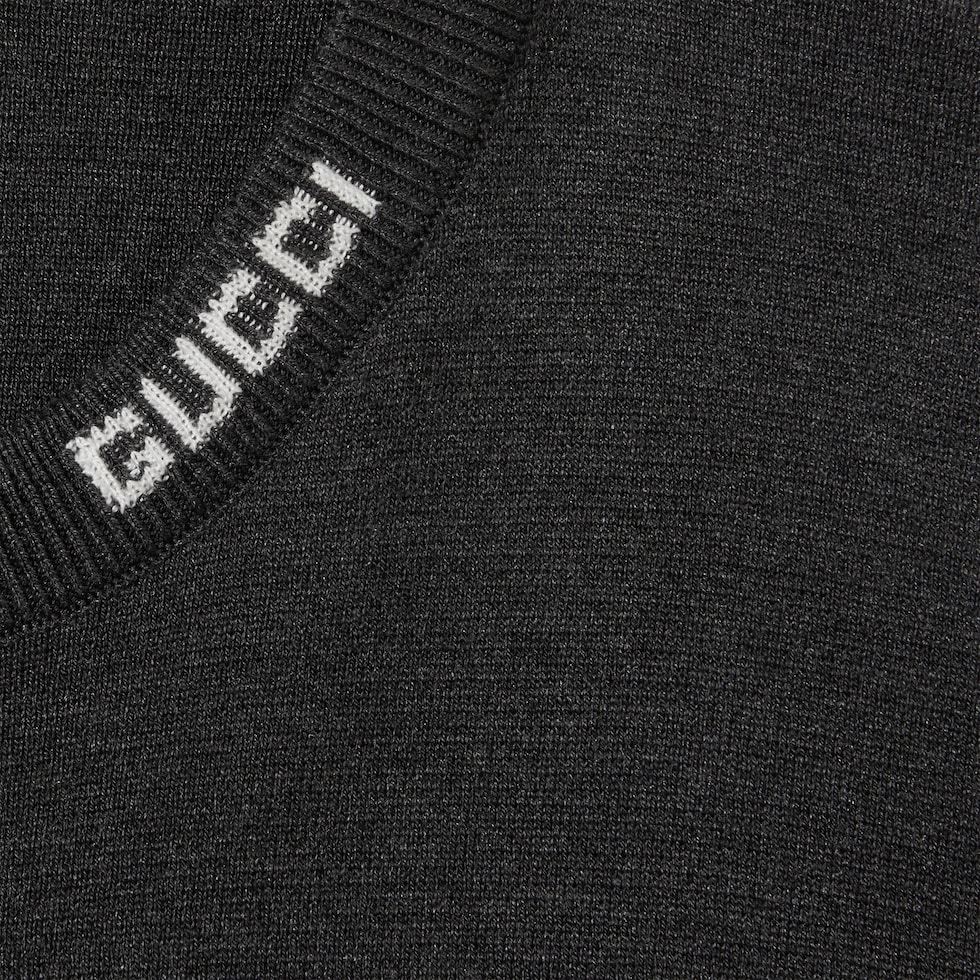 Silk cotton T-shirt with intarsia in grey | GUCCI® US