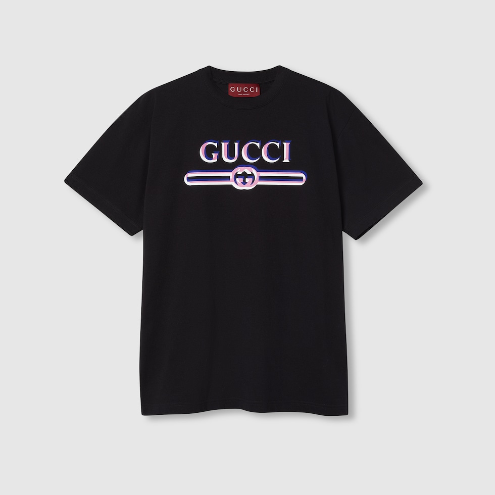 【GUCCI】 コットンジャージー Tシャツ ロゴプリント入り コットンジャージー プリント Tシャツブラック | GUCCI公式