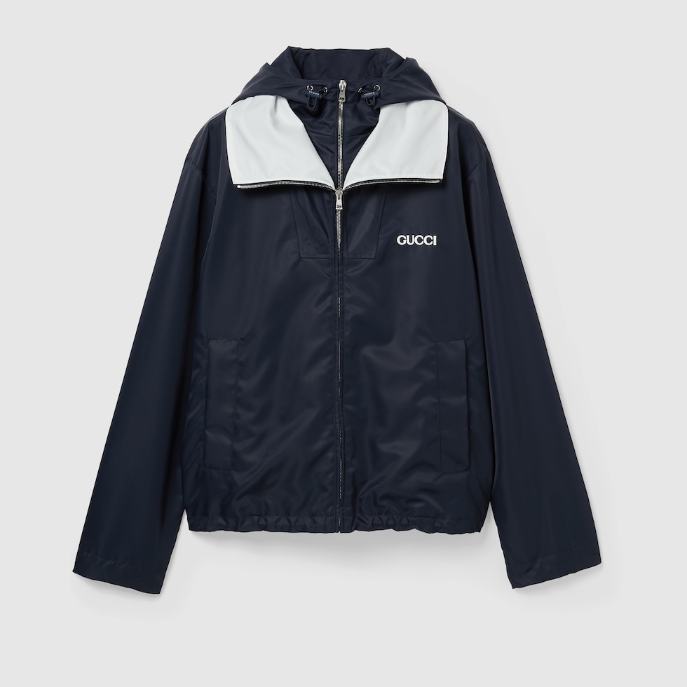 パッチ付き ナイロンツイル ジャケットダークブルー | GUCCI公式