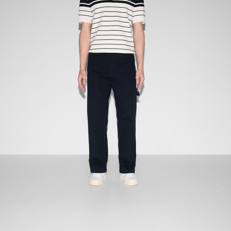 Gucci Blue Cotton Casual Pants