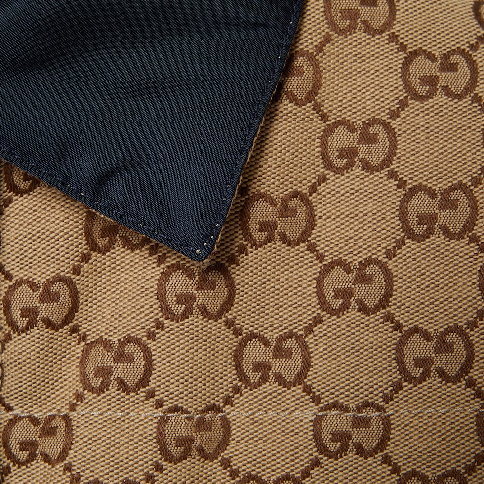 Reversible gabardine nylon jacket in dark blue | GUCCI® US
