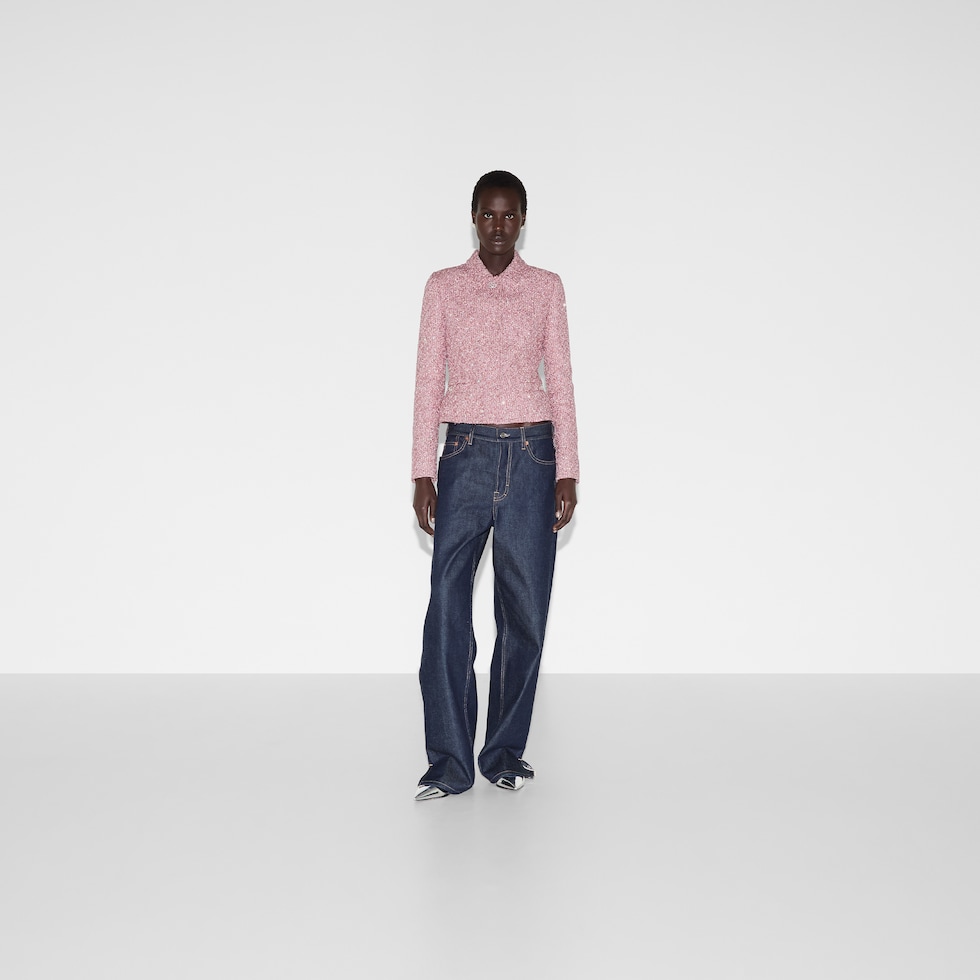 Boyfriend fit denim pant in dark blue | GUCCI® US Boyfriend fit denim pant in dark blue | GUCCI® US