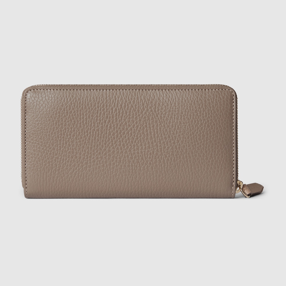 GG Marmont pink interior zip around wallet in taupe leather GG Marmont pink interior zip around wallet in taupe leather