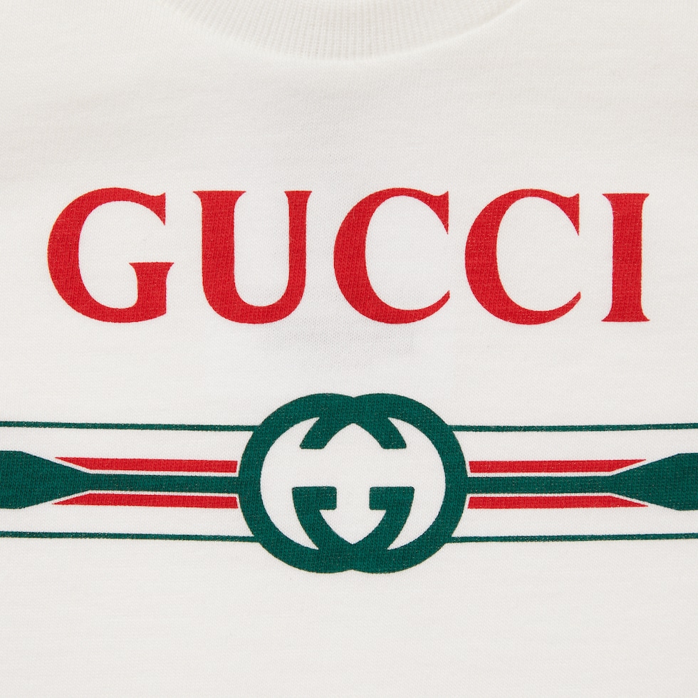 Baby printed cotton one-piece in white | GUCCI® US