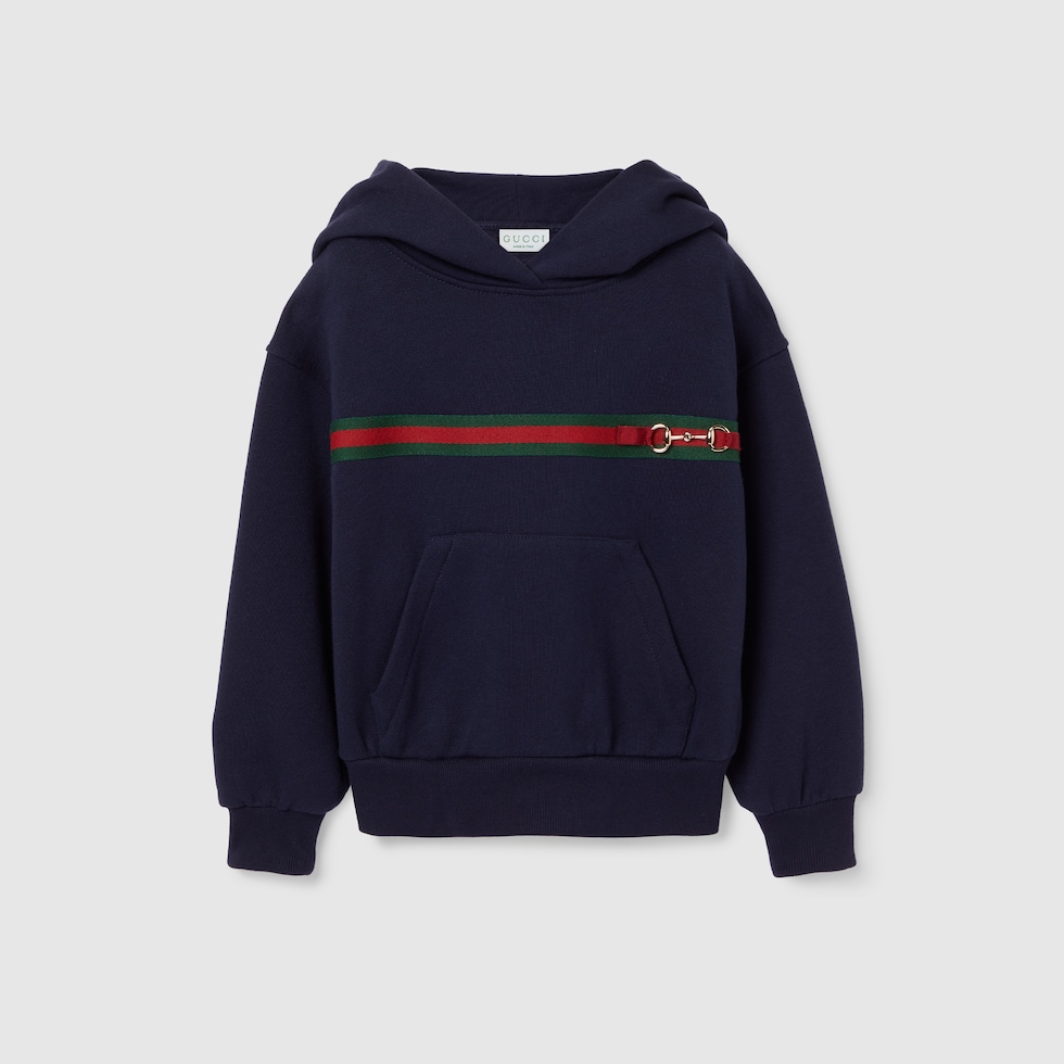 Children's cotton sweatshirt with Web in dark blue | GUCCI® US