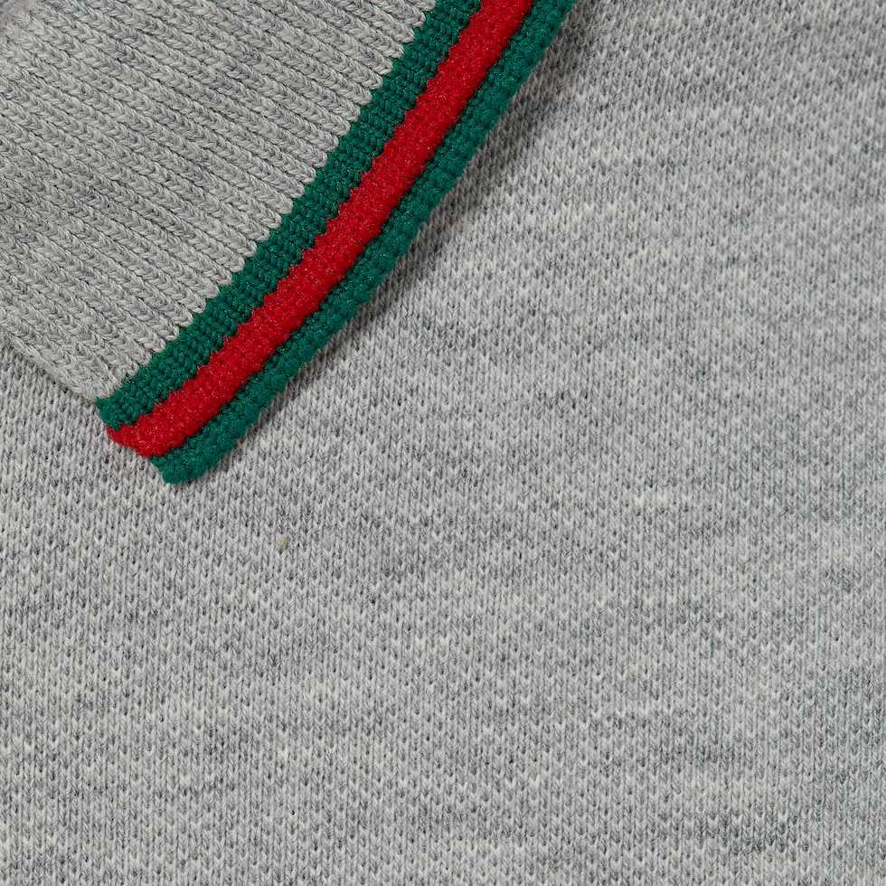Baby cotton polo shirt with Web in light grey | GUCCI® US