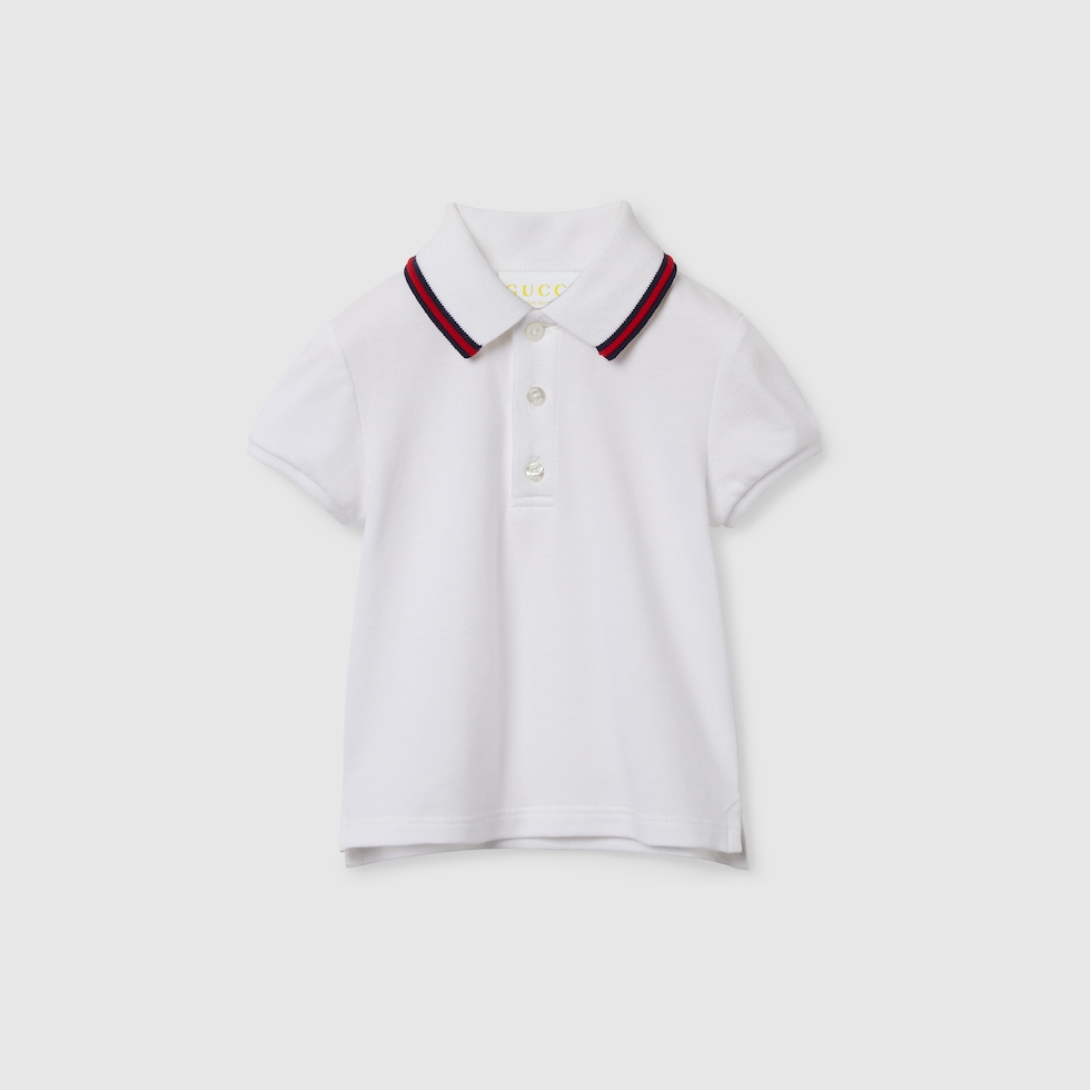 GUCCI Polo Shirts シャツ GG cotton piquet polo shirt in grey and white | GUCCI® US
