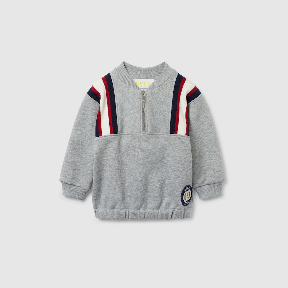 Baby embroidered cotton sweatshirt in light grey | GUCCI® US