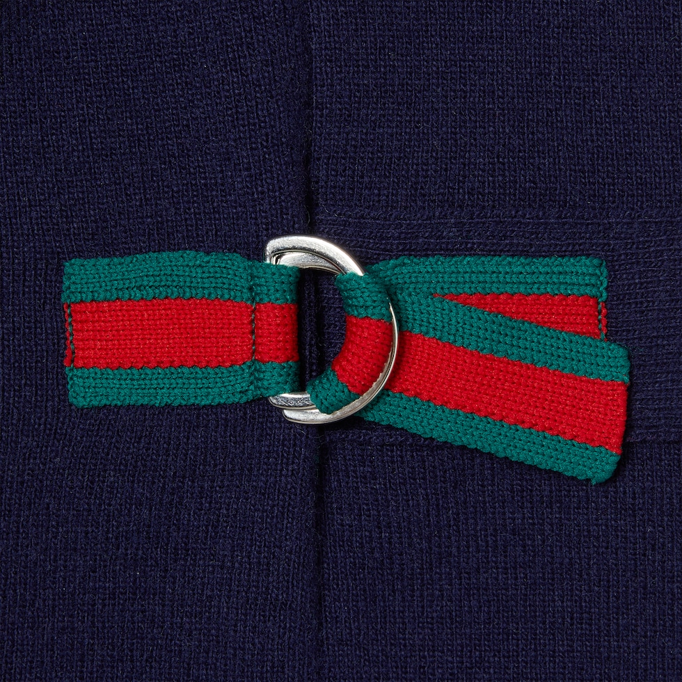 Children's wool cardigan with Web in navy | GUCCI® US