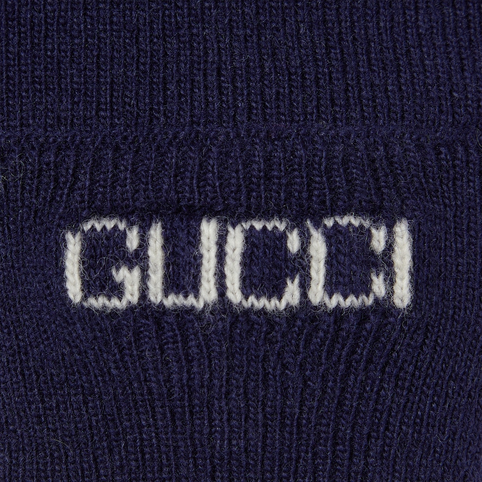 Children's wool cardigan with Web in navy | GUCCI® US