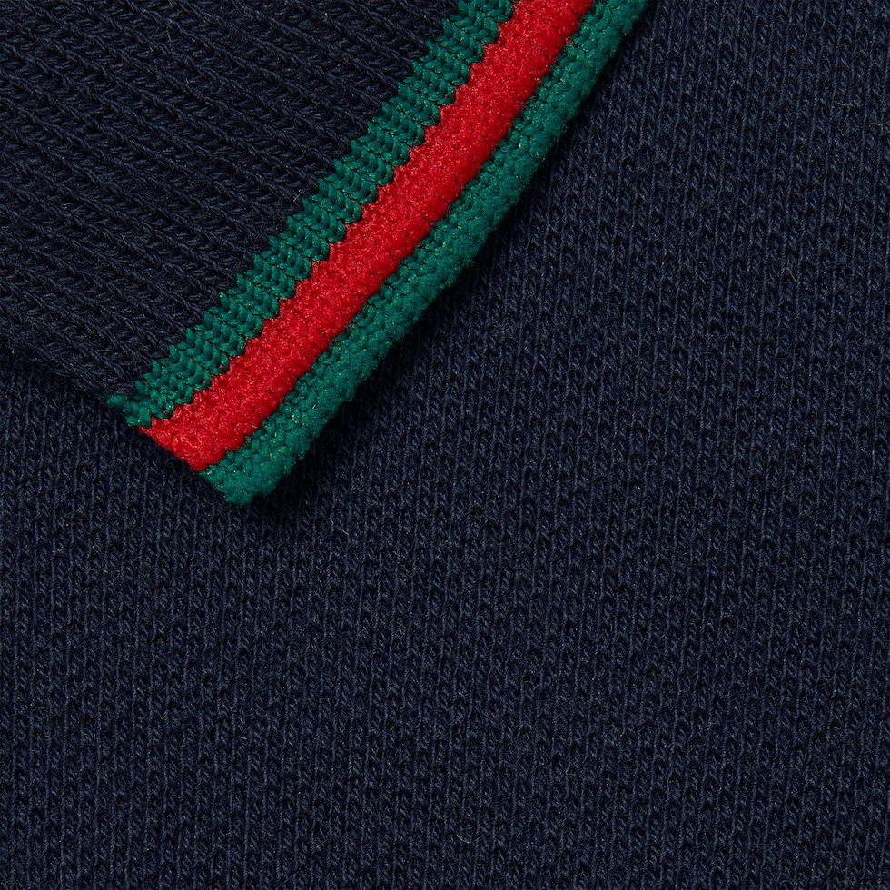 Baby two-piece cotton gift set with Web in dark blue | GUCCI® US Baby two-piece cotton gift set with Web in dark blue | GUCCI® US