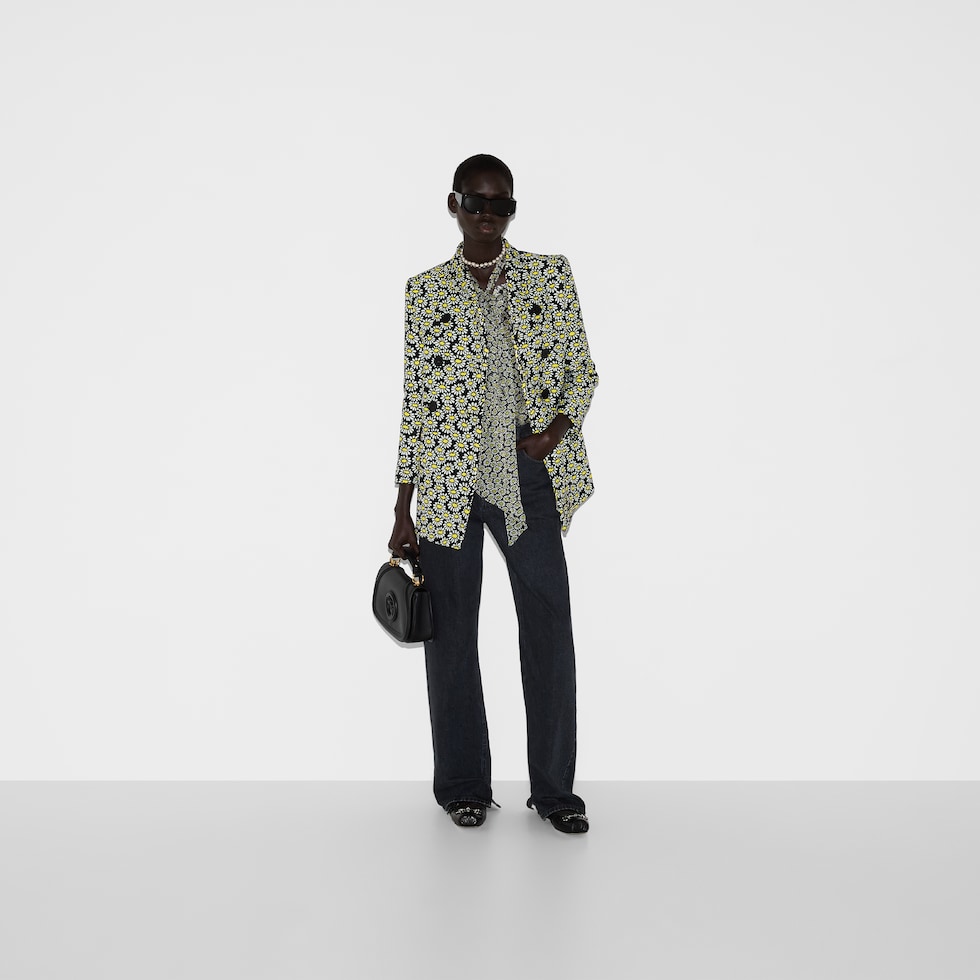Denim pant with Gucci label in black | GUCCI® US Denim pant with Gucci label in black | GUCCI® US