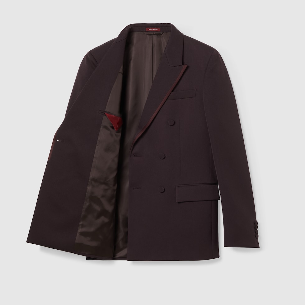 Wool barathea suit in bordeaux | GUCCI® US