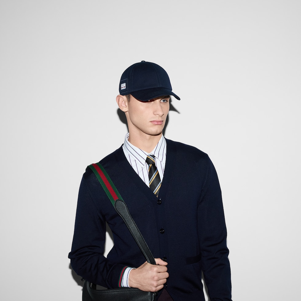 Cotton canvas baseball hat in dark blue | GUCCI® US