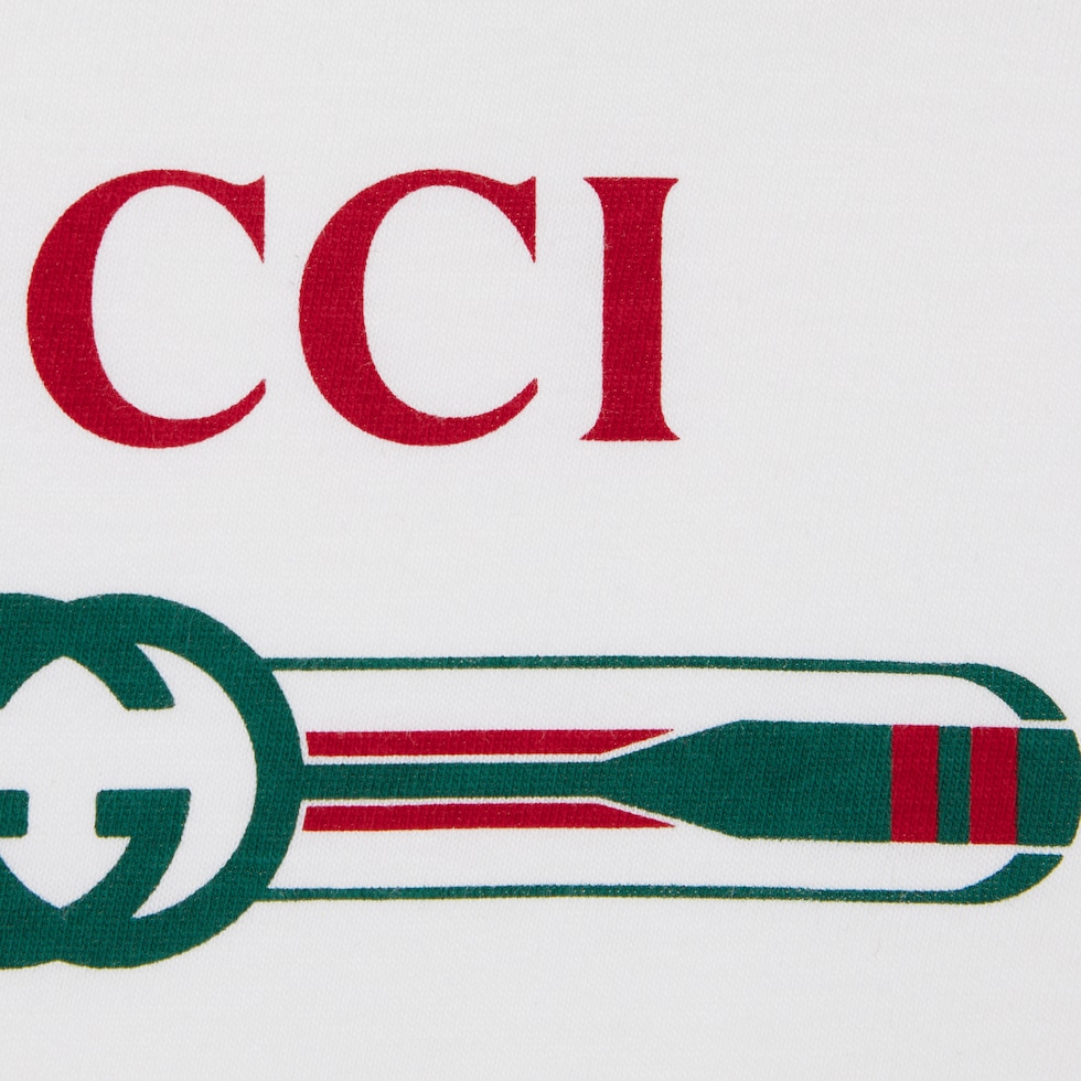 Baby printed cotton T-shirt in white | GUCCI® US