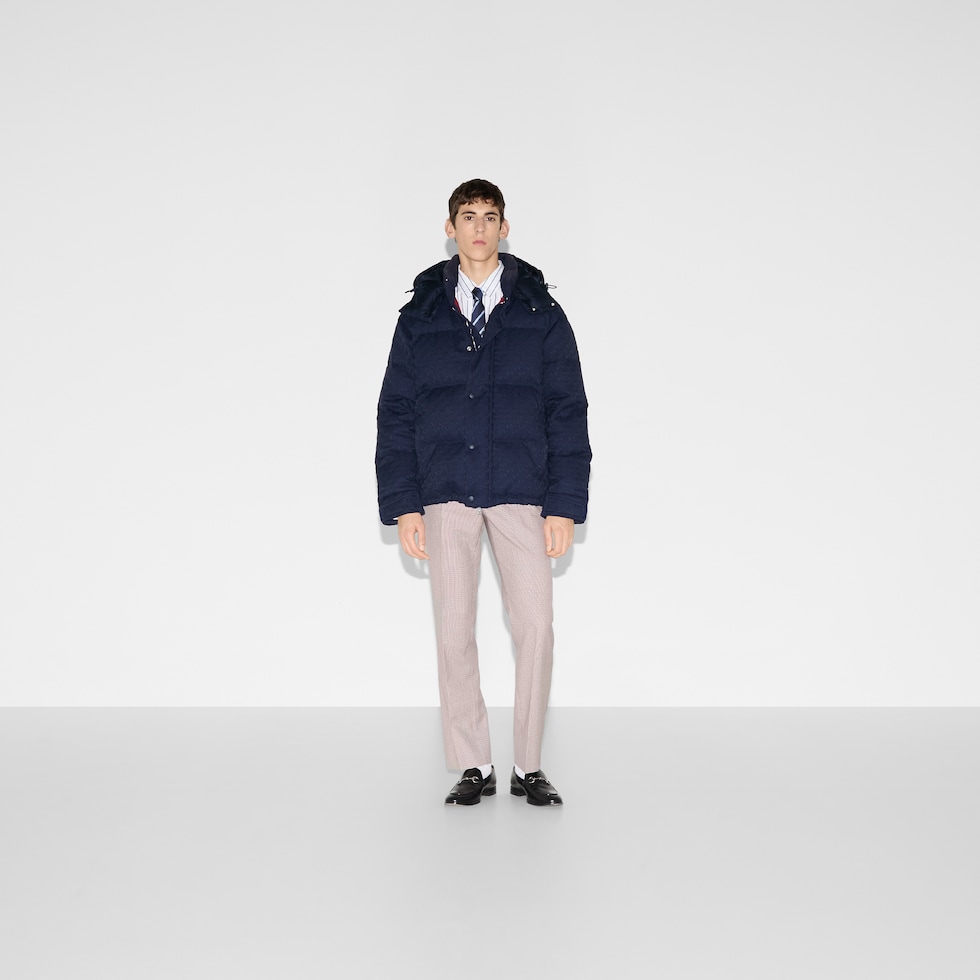 GUCCI　グッチ　ジャケット　ブルゾン　GG　ゴースト　48 L相当　ネイビー GG canvas down jacket in dark blue | GUCCI® SI