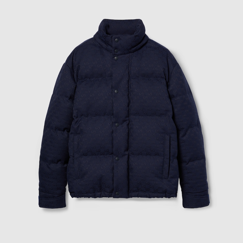 GUCCI 中綿ジャケット ライトブルー FW24/25 NEW NWT Gucci GG RUNWAY Monogram Blue Brown Pleated Hood