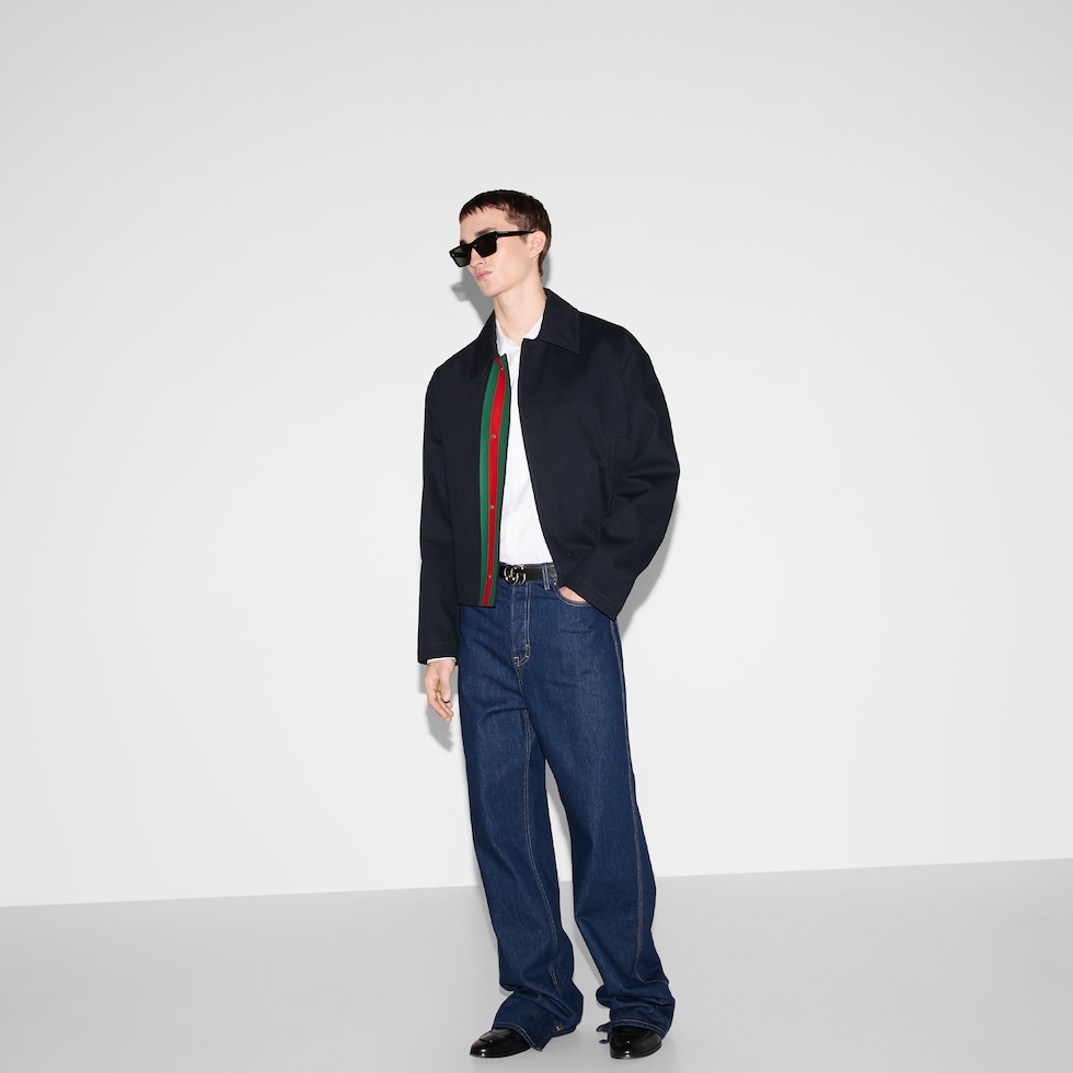 Oxford cotton shirt with Web in white | GUCCI® US