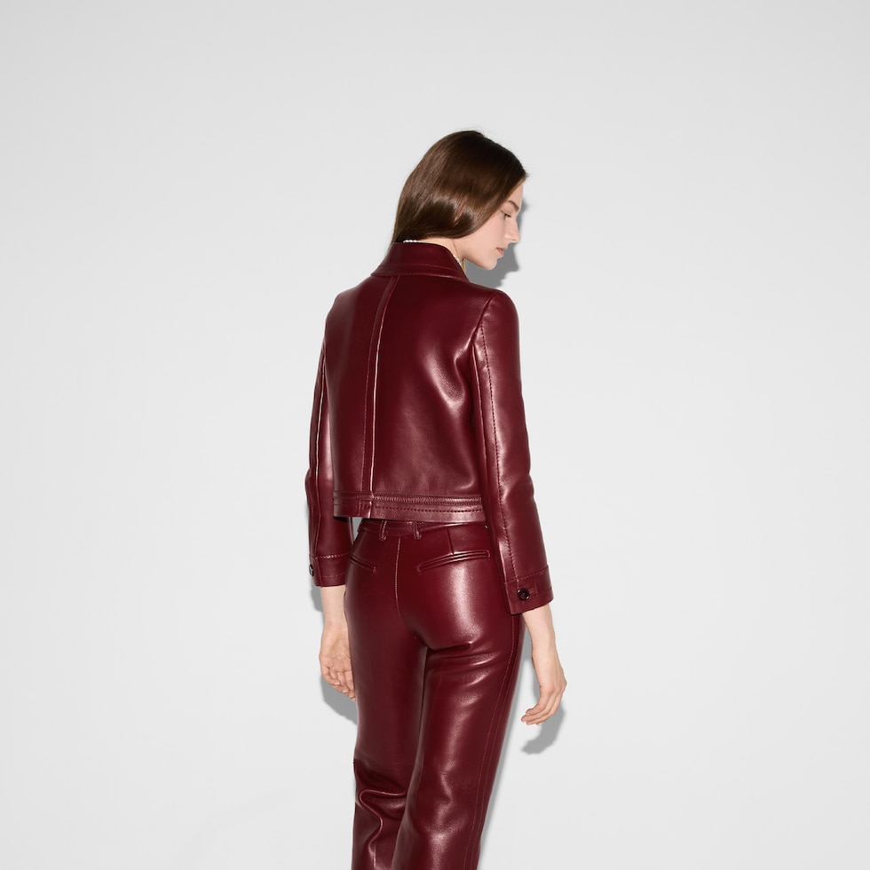 Leather jacket with Horsebit detail in Rosso Ancora red Leather jacket with Horsebit detail in Rosso Ancora red