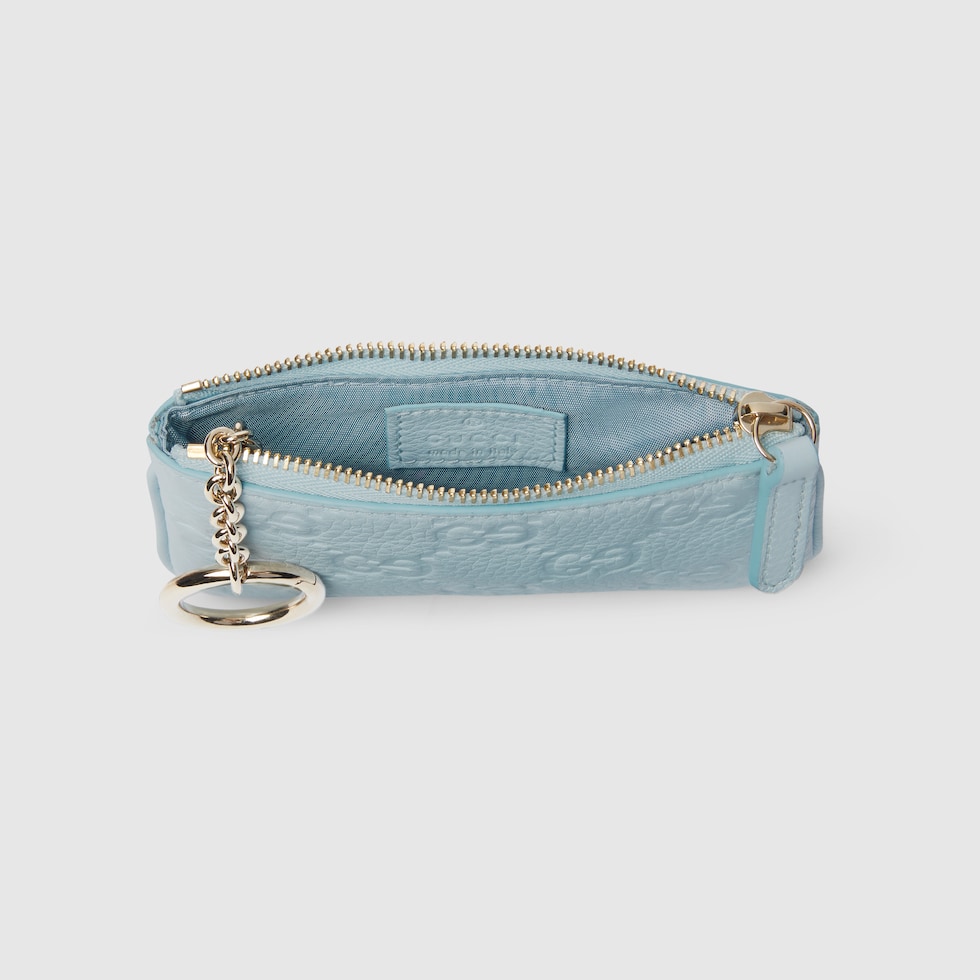新品★ GUCCI(グッチ)GG logo Key Case GG Emblem key pouch in beige and dark brown fabric | GUCCI® US