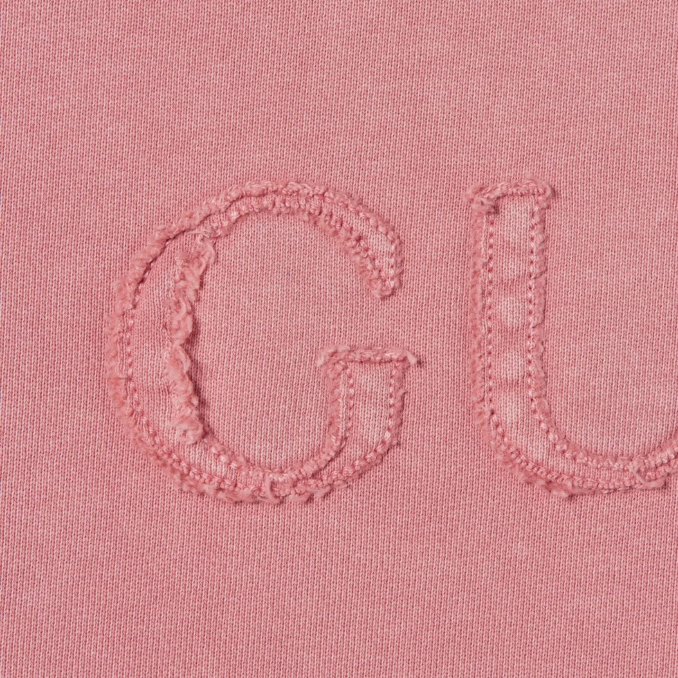 GUCCI ♪ エンブロイダリー コットンジャージー フーデッド エンブロイダリー コットンジャージー スウェットシャツピンク