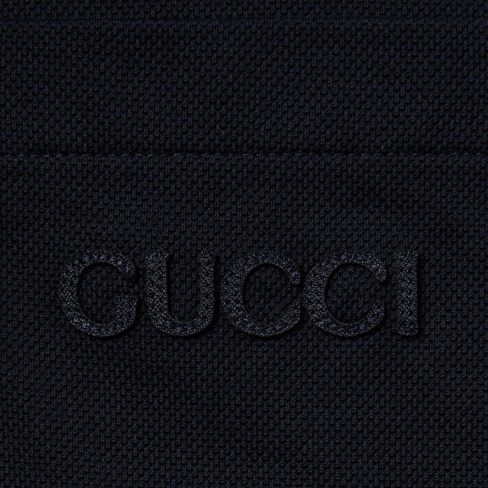 Cotton polo shirt with embroidery in dark blue | GUCCI® US