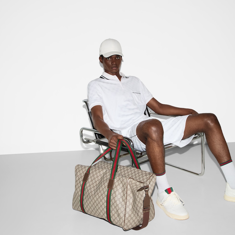 GG nylon and cotton polo shirt in white | GUCCI® US