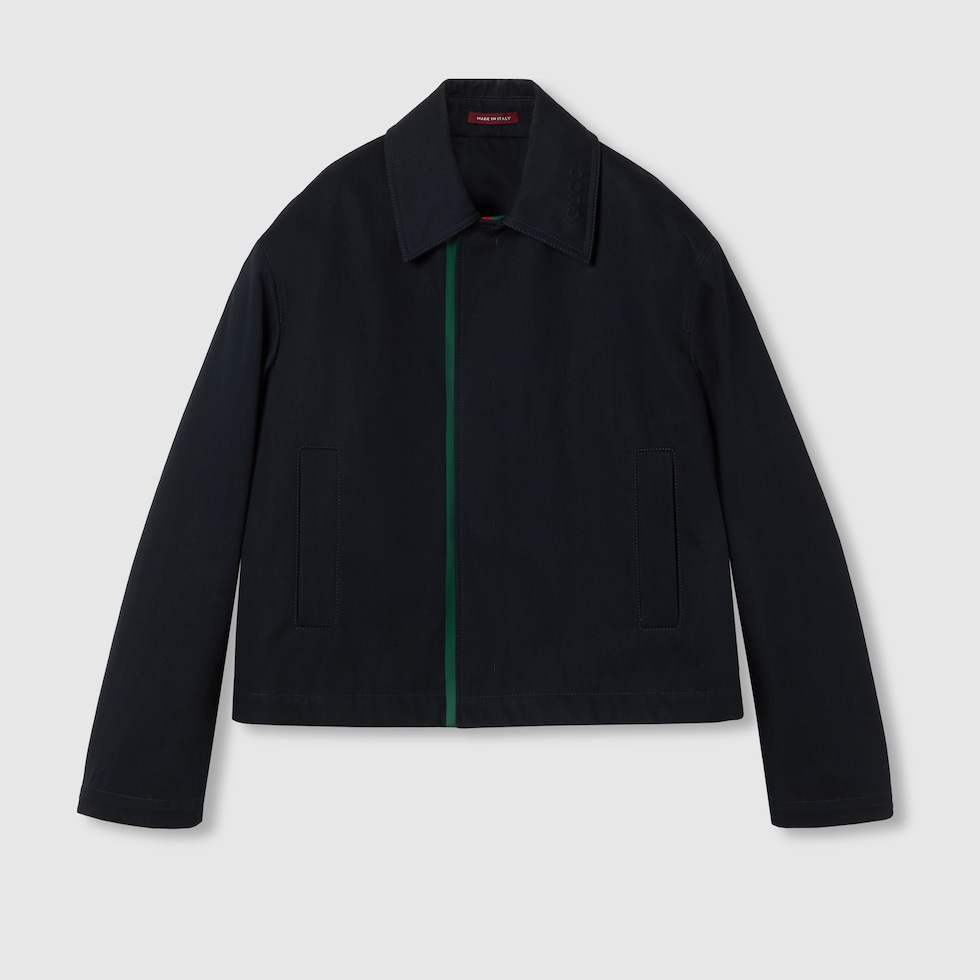 エンボス コットンギャバジン ジャケットダークブルー | GUCCI公式