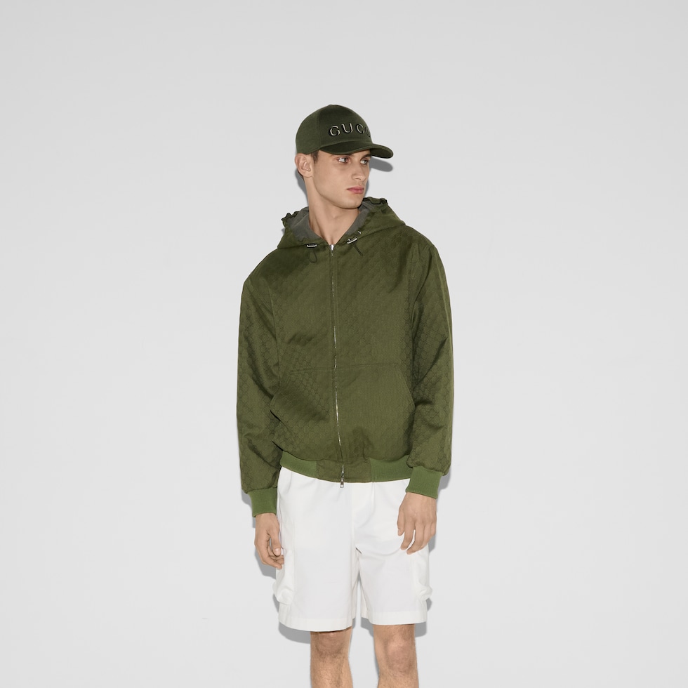 ヒ*リ様 GUCCI コート　コットン GG cotton ripstop hooded jacket in forest green | GUCCI® US
