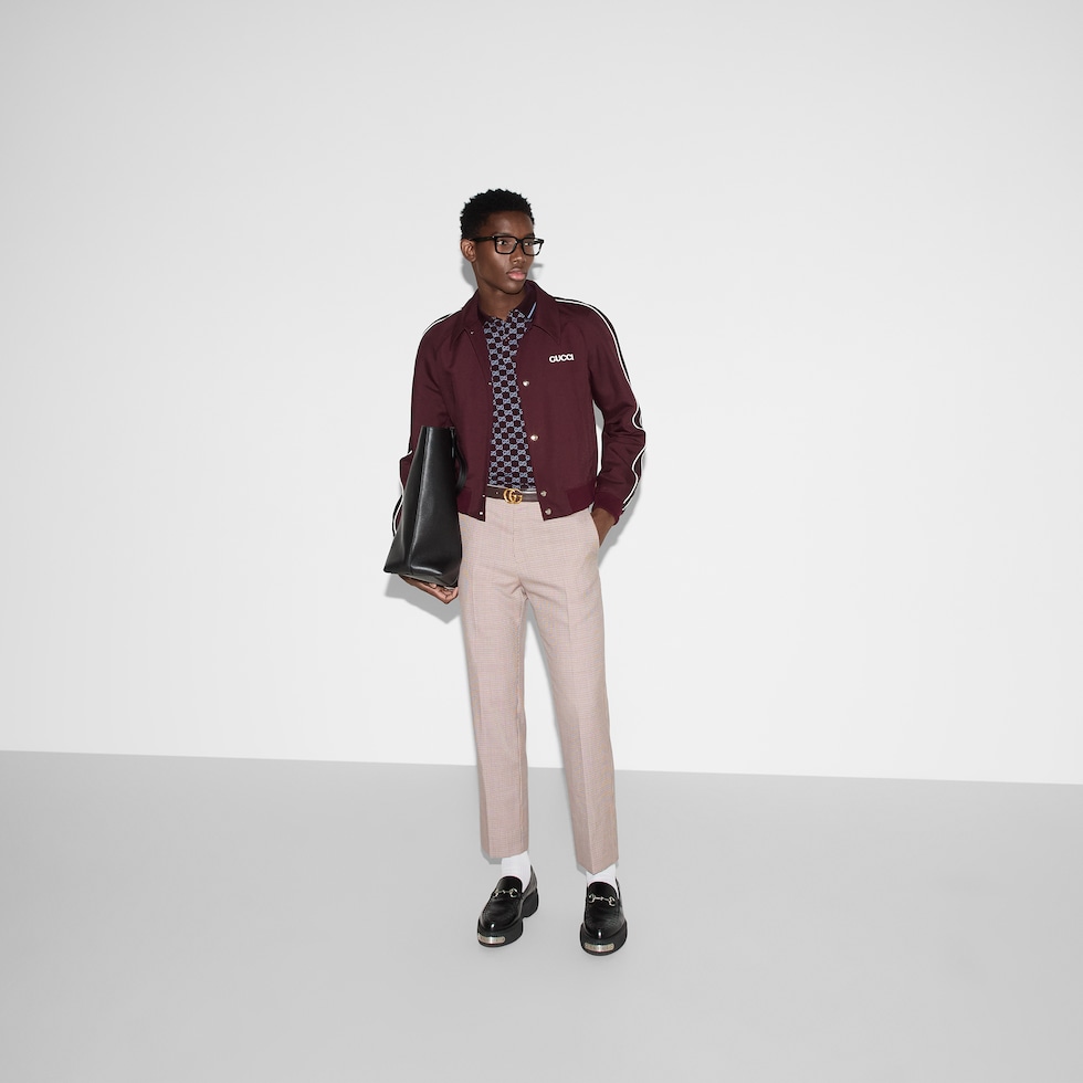 GG cotton piquet jacquard polo shirt in bordeaux and light