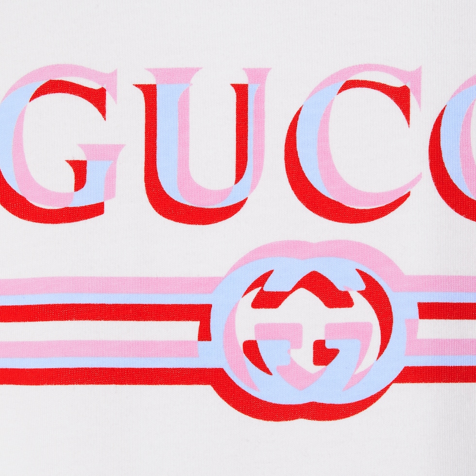 Printed cotton jersey T-shirt in white | GUCCI® US Printed cotton jersey T-shirt in white | GUCCI® US
