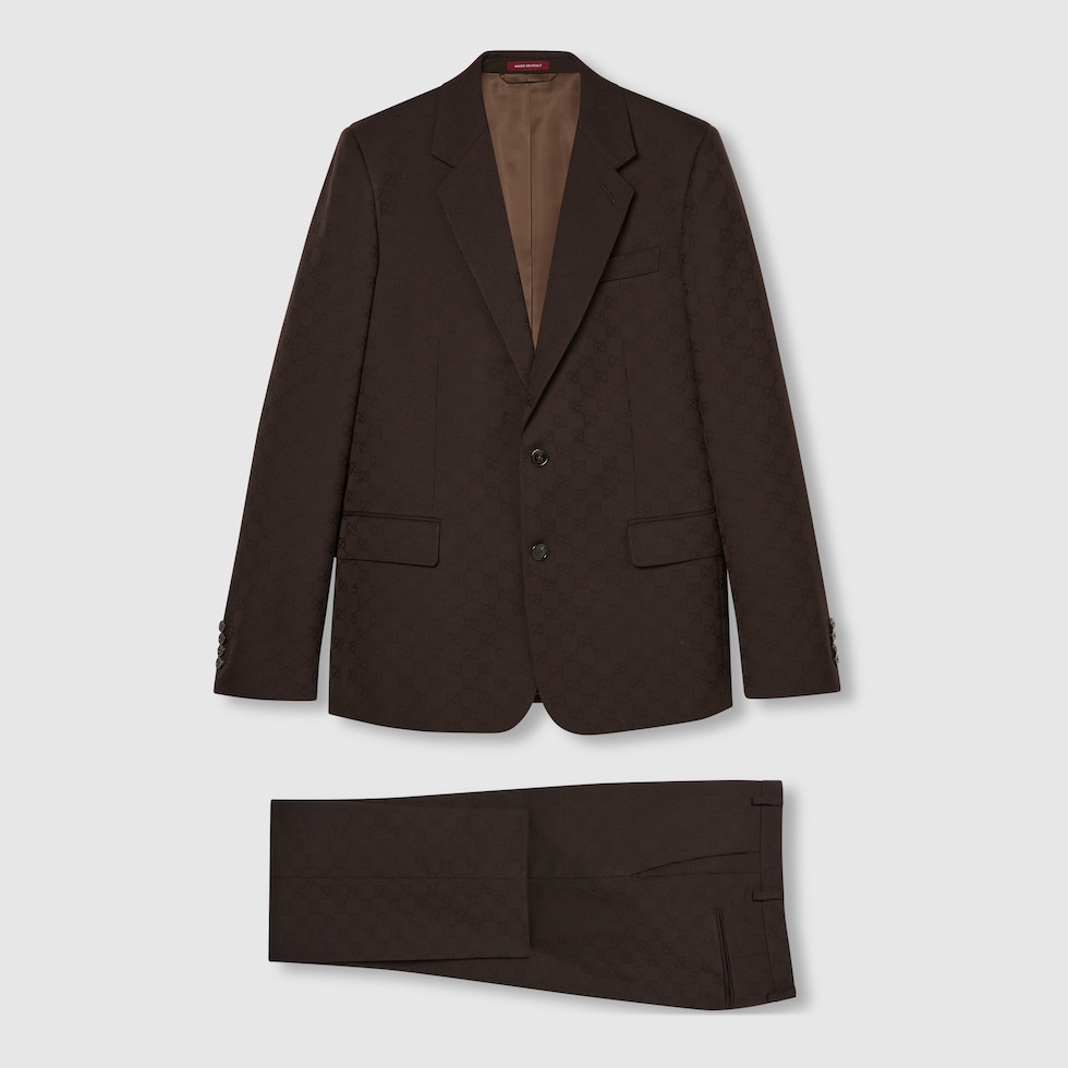 GG wool jacquard suit in dark brown | GUCCI® US