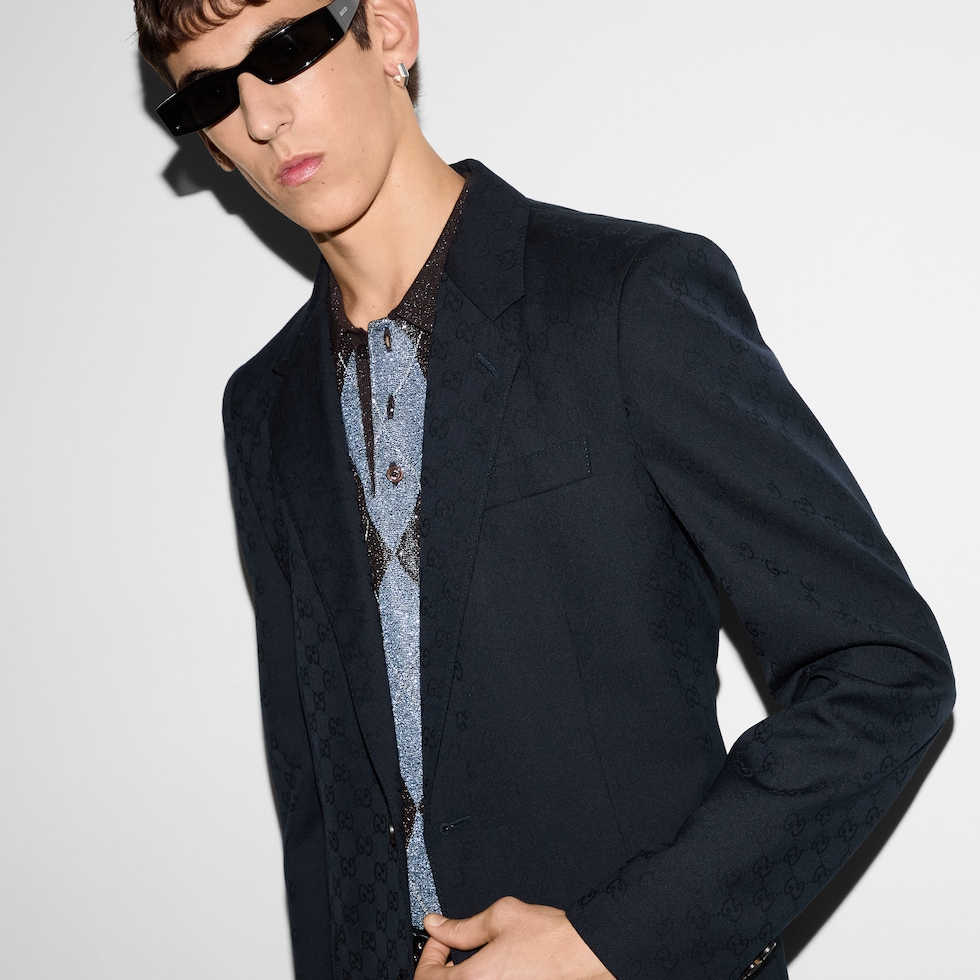 GG wool jacquard suit in dark blue | GUCCI® US