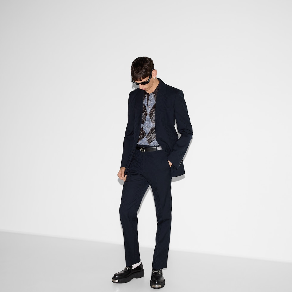 GG wool jacquard suit in dark blue | GUCCI® US