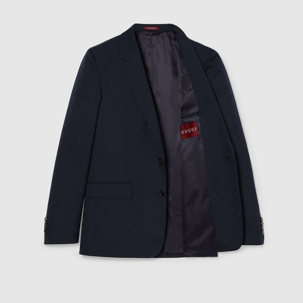 GUCCIスーツ フィットシルエット モヘア ウール タキシードダークブルー