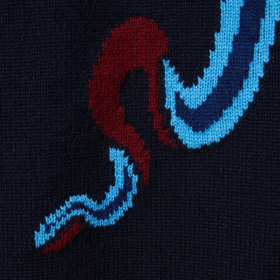 Wool cashmere sweater with intarsia in blue | GUCCI® US