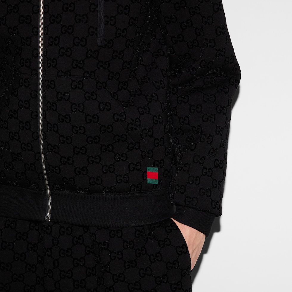 プリント ジャージー ジップ スウェットシャツブラック | GUCCI公式