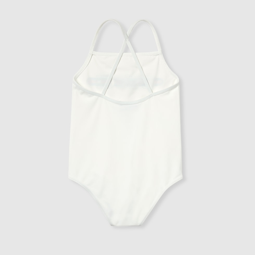 Children's printed lycra swimsuit in white | GUCCI® US