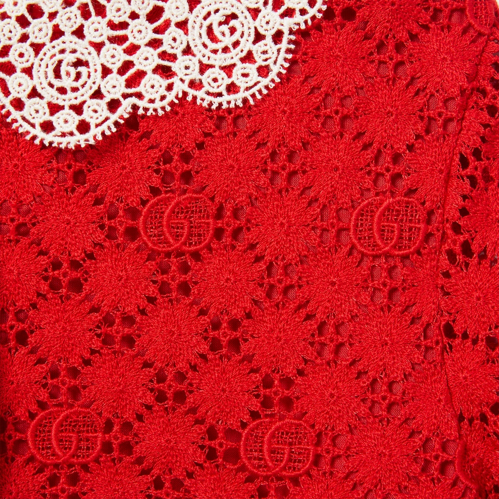 Children's Double G floral lace dress in red | GUCCI® US