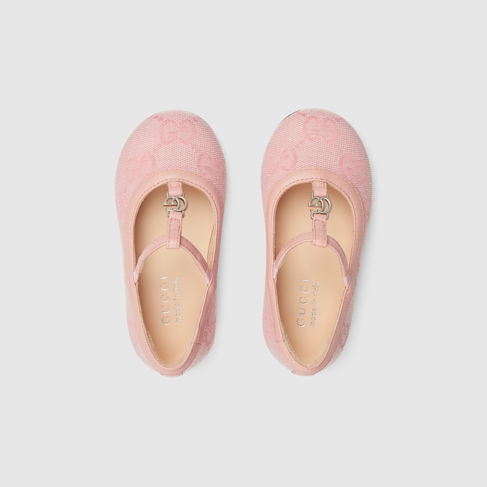 Toddler Double G ballet flat in pink GG canvas | GUCCI® US