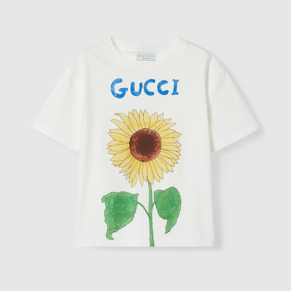 Children's printed cotton T-shirt in white | GUCCI® PT