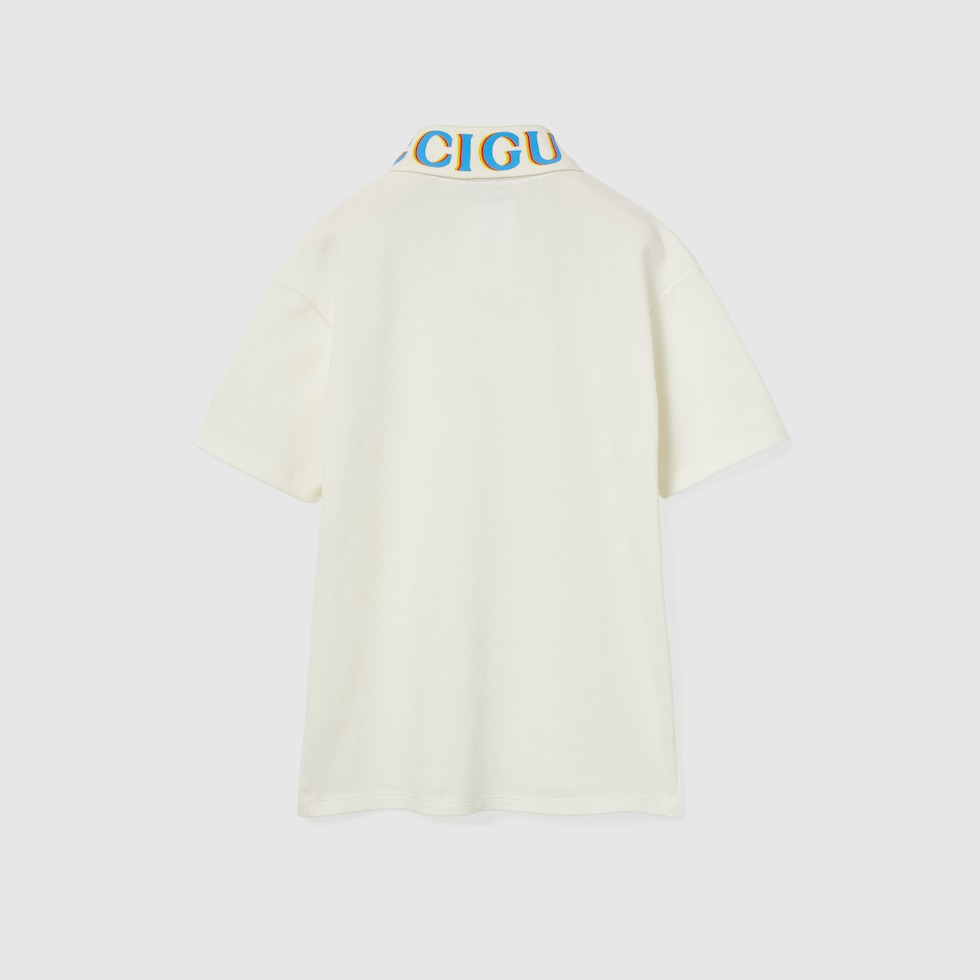 チルドレンズ〕プリント コットン ポロシャツアイボリー | GUCCI公式
