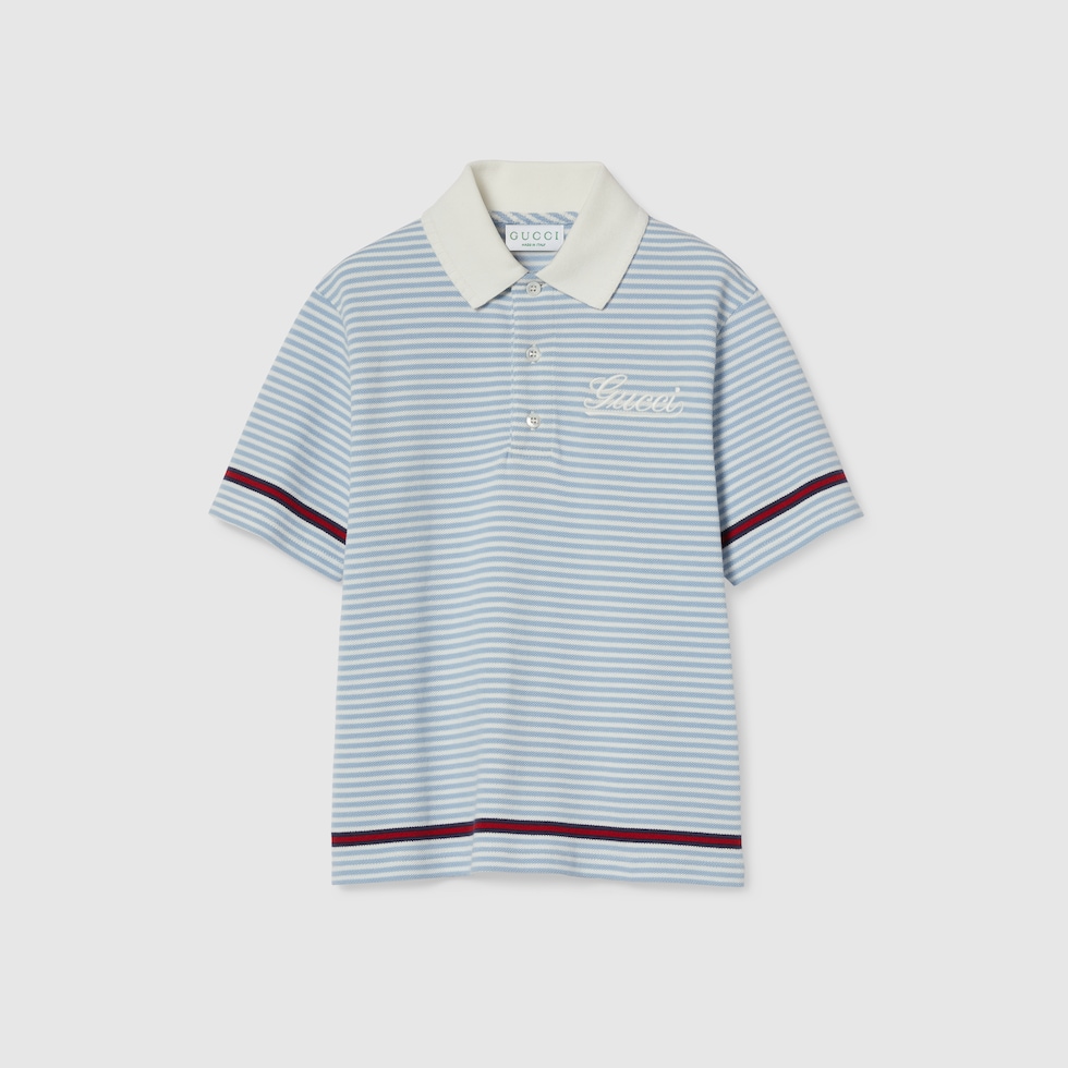Children's embroidered cotton polo shirt in white and light Children's embroidered cotton polo shirt in white and light