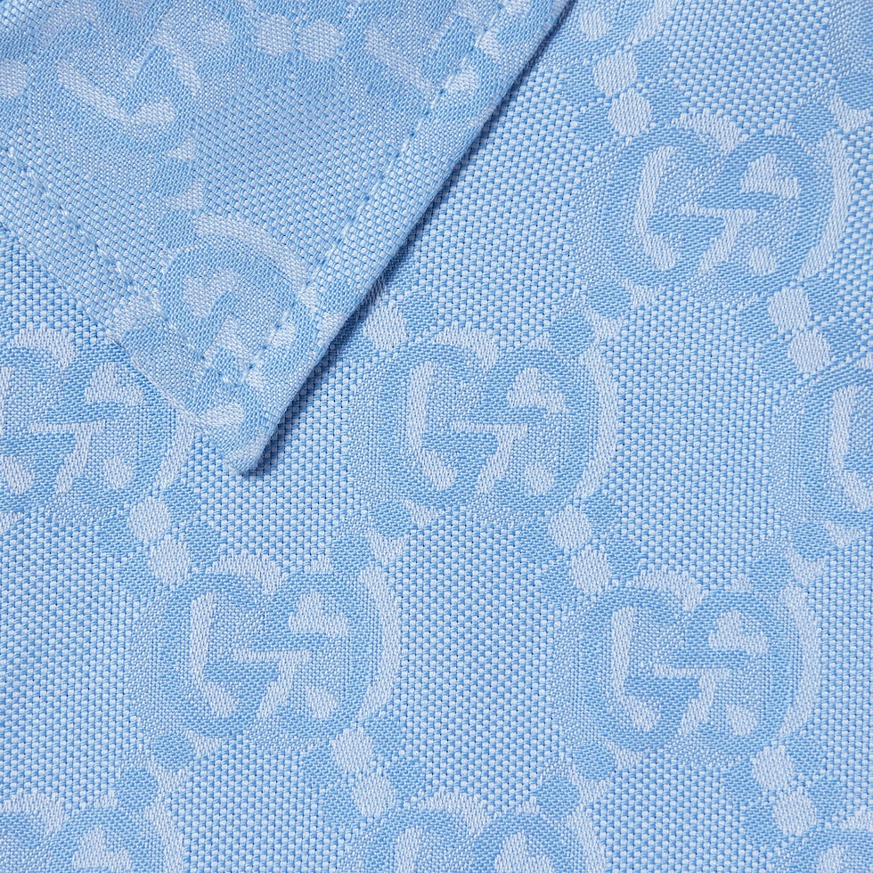 Children's cotton dress with GG Shadow in light blue | GUCCI® US