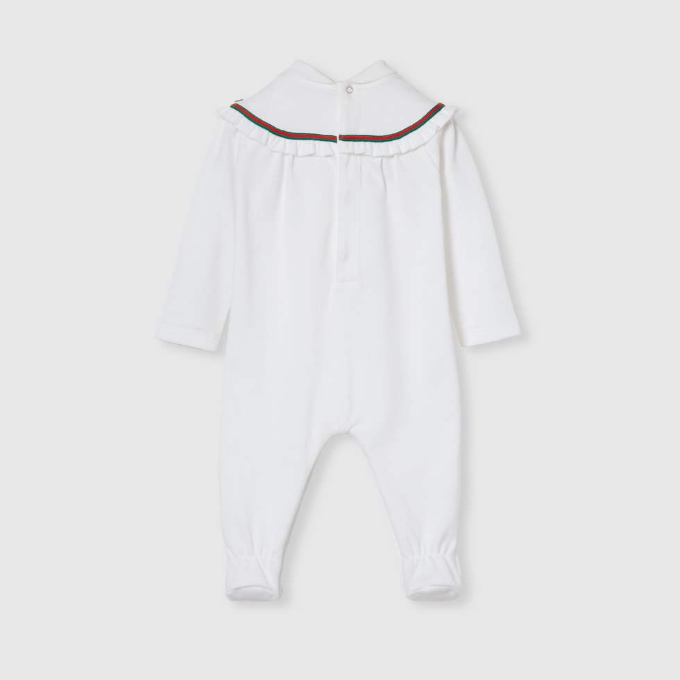 Baby cotton one-piece with Web in white | GUCCI® US
