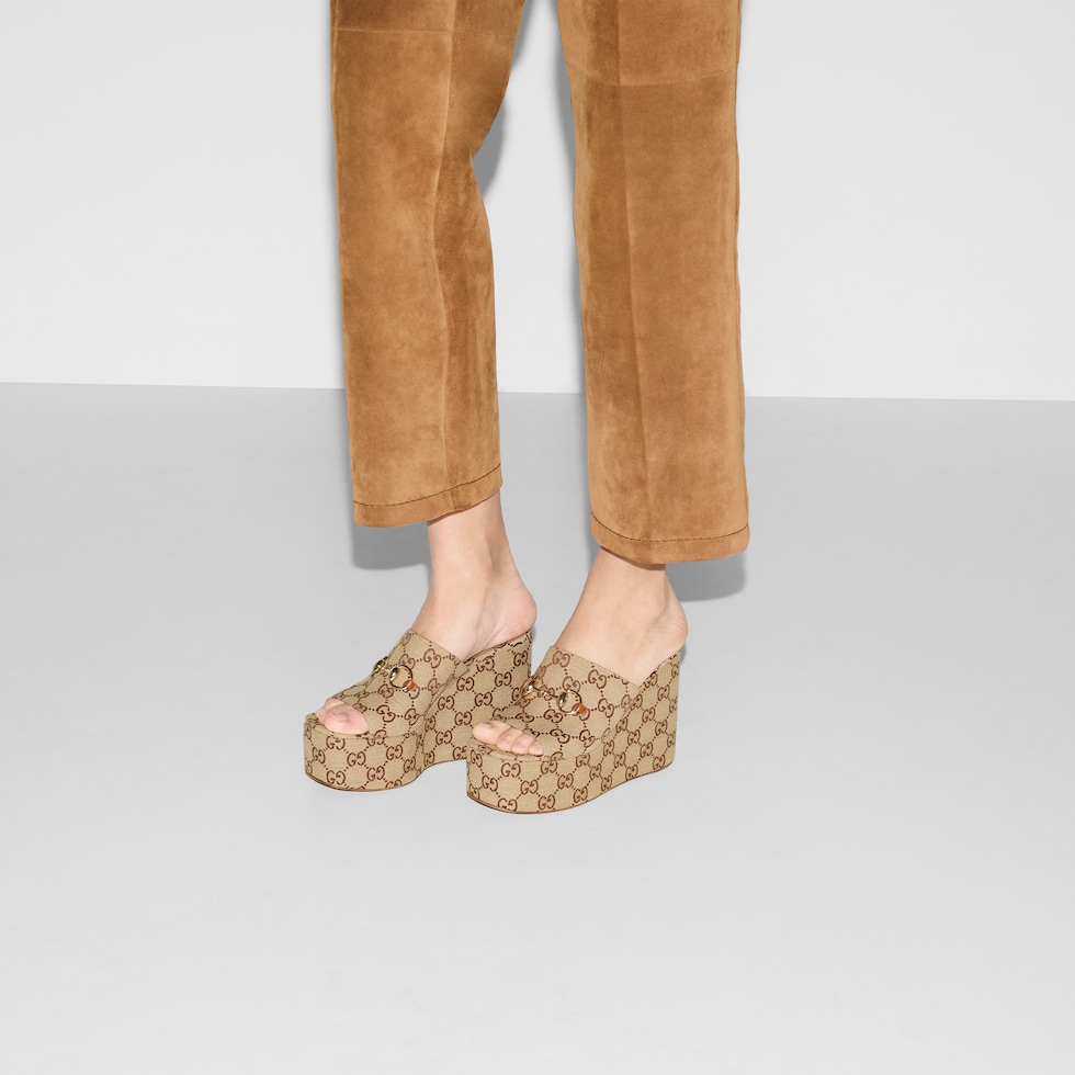 【モノグラムええ可愛い♪】GUCCI Gg Wedge Sandals Gucci Carmen GG Canvas Platform Wedge Sandals | Neiman Marcus