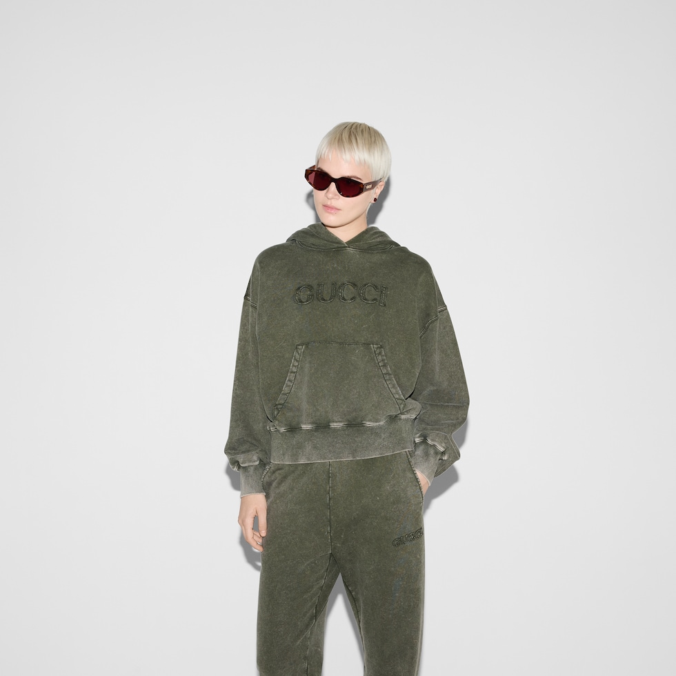 グッチ エンブロイダリー フーデッド スウェットシャツ エンブロイダリー コットンジャージー フーデッド スウェット