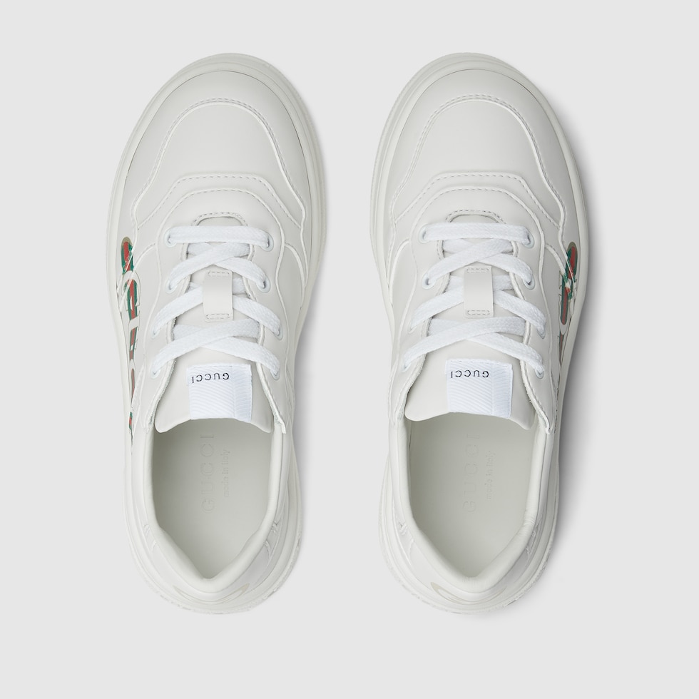 チルドレンズ〕インターロッキングG付き スニーカー ・ホワイト